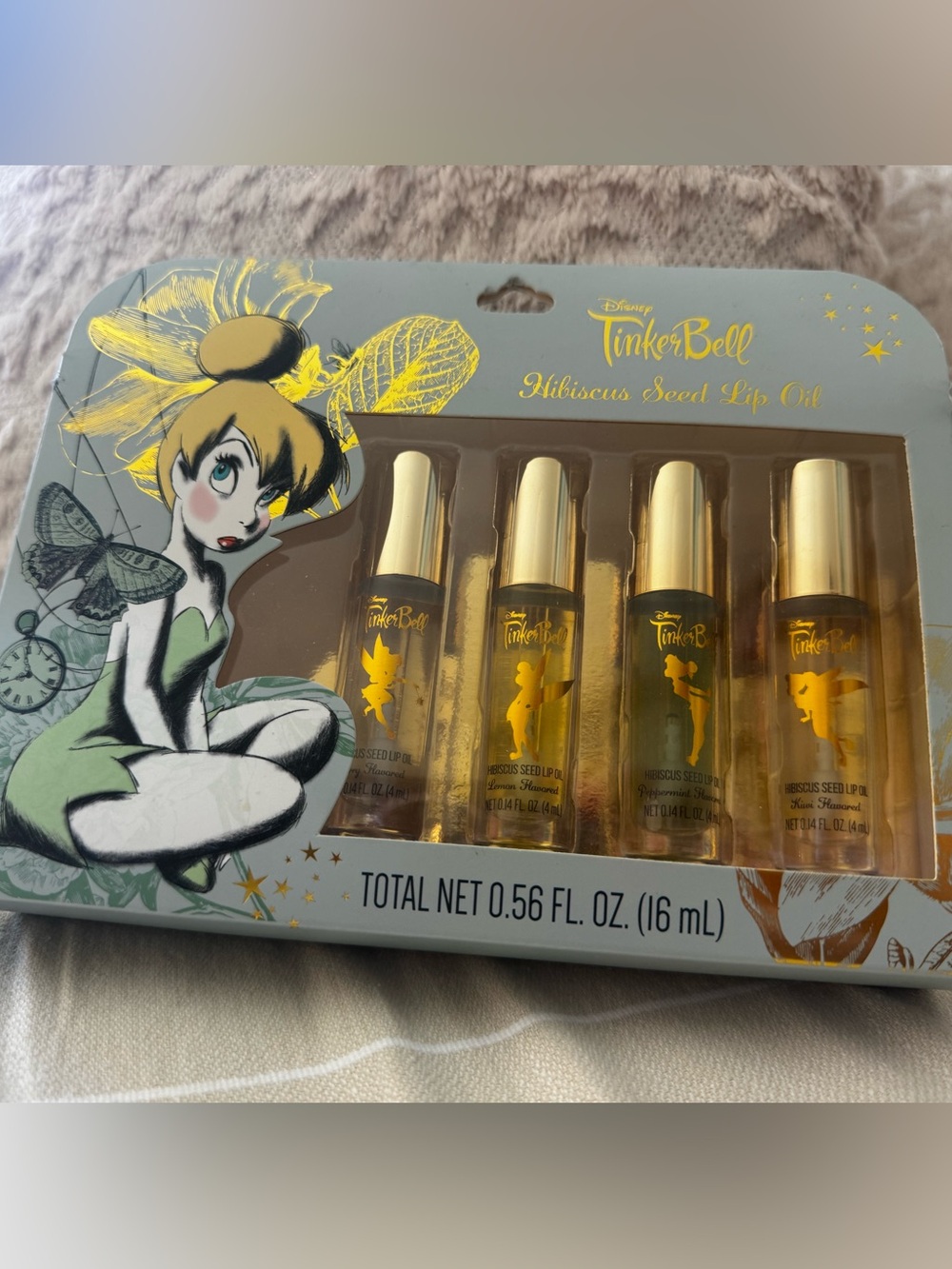 Disney Tinker Bell Gold Hibiscus Seed Lip Oil Set (4-Pack)